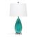Angle. Lalia Home - Pleated Table Lamp with Fabric Shade - White/Teal.