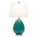 Front. Lalia Home - Pleated Table Lamp with Fabric Shade - White/Teal.