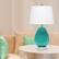 Alt View 11. Lalia Home - Pleated Table Lamp with Fabric Shade - White/Teal.