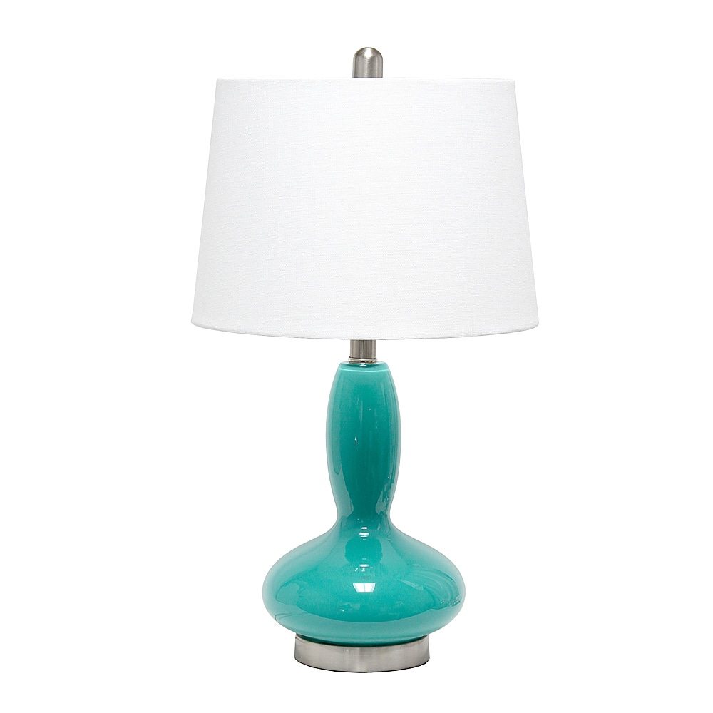 Angle View: Lalia Home Glass Dollop Table Lamp with White Fabric Shade, Teal