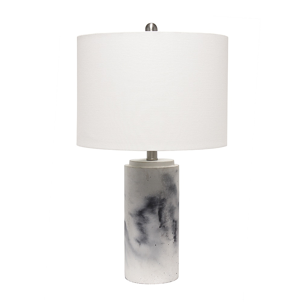 Angle View: Lalia Home - Marbleized Table Lamp with White Fabric Shade - White