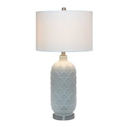 Lalia Home - Argyle Classic Table Lamp with Fabric Shade - White - Front_Zoom