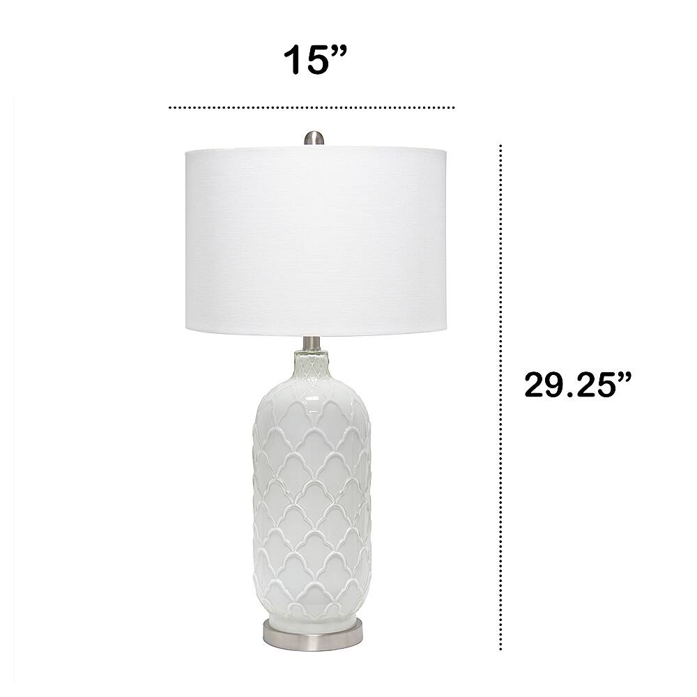 Left View: Lalia Home Argyle Classic White Table Lamp with Fabric Shade