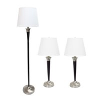 Elegant Designs - 3 Pack Lamp Set (2 Table Lamps, 1 Floor Lamp) - Malbec Black and Brushed Nickel - Front_Zoom