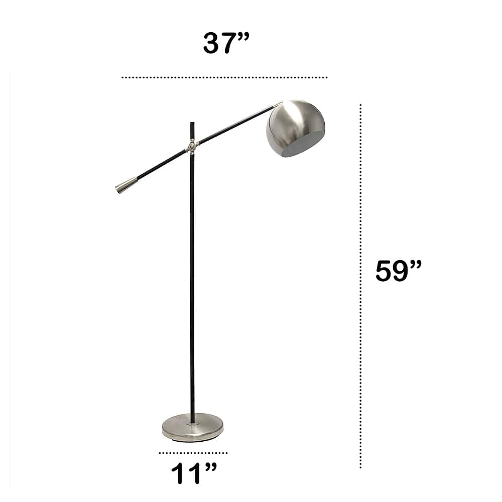 Left View: Lalia Home - Swivel Floor Lamp with Inner Dome Shade - White/Matte Black