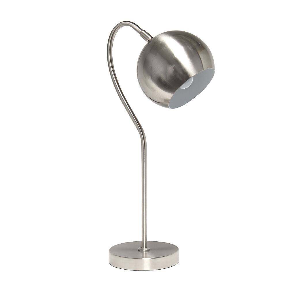 Angle View: Lalia Home - Mid Century Curved Table Lamp with Dome Shade, Brushed Nickel