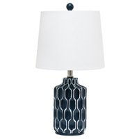 Lalia Home - Moroccan Table Lamp with Fabric White Shade - Blue - Front_Zoom