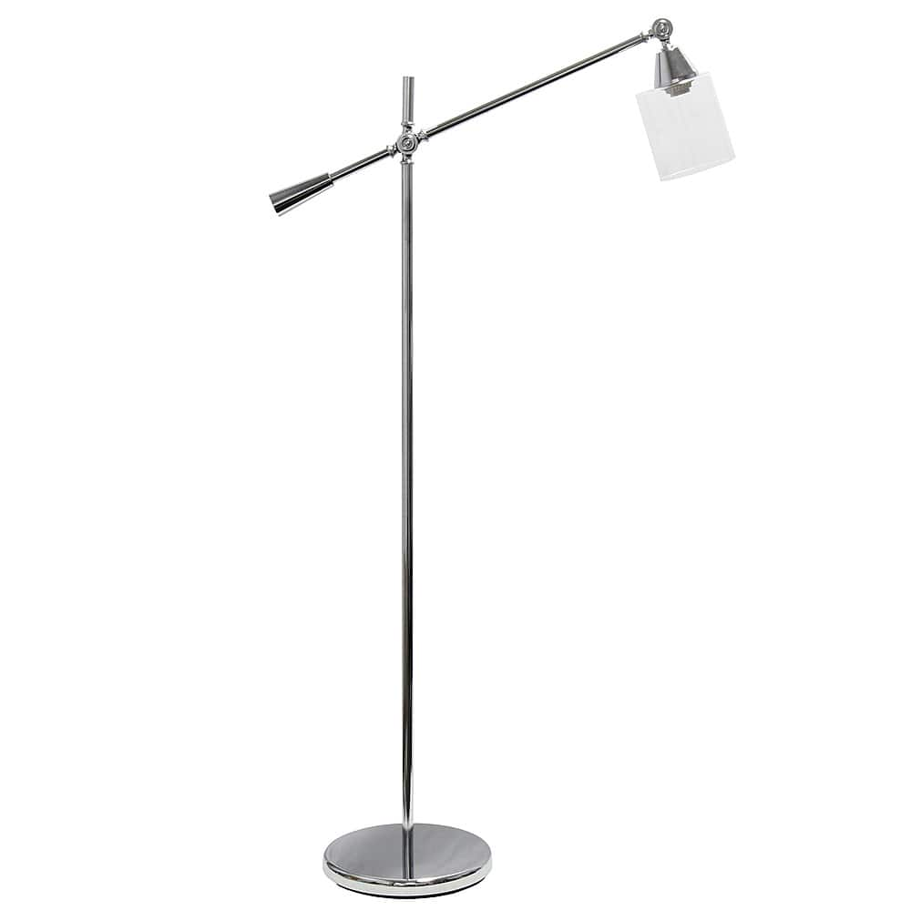 Angle View: Lalia Home Swing Arm Floor Lamp with Clear Glass Cylindrical Shade, Chrome