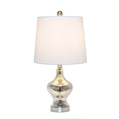 Lalia Home Paseo Table Lamp with White Fabric Shade, Mercury