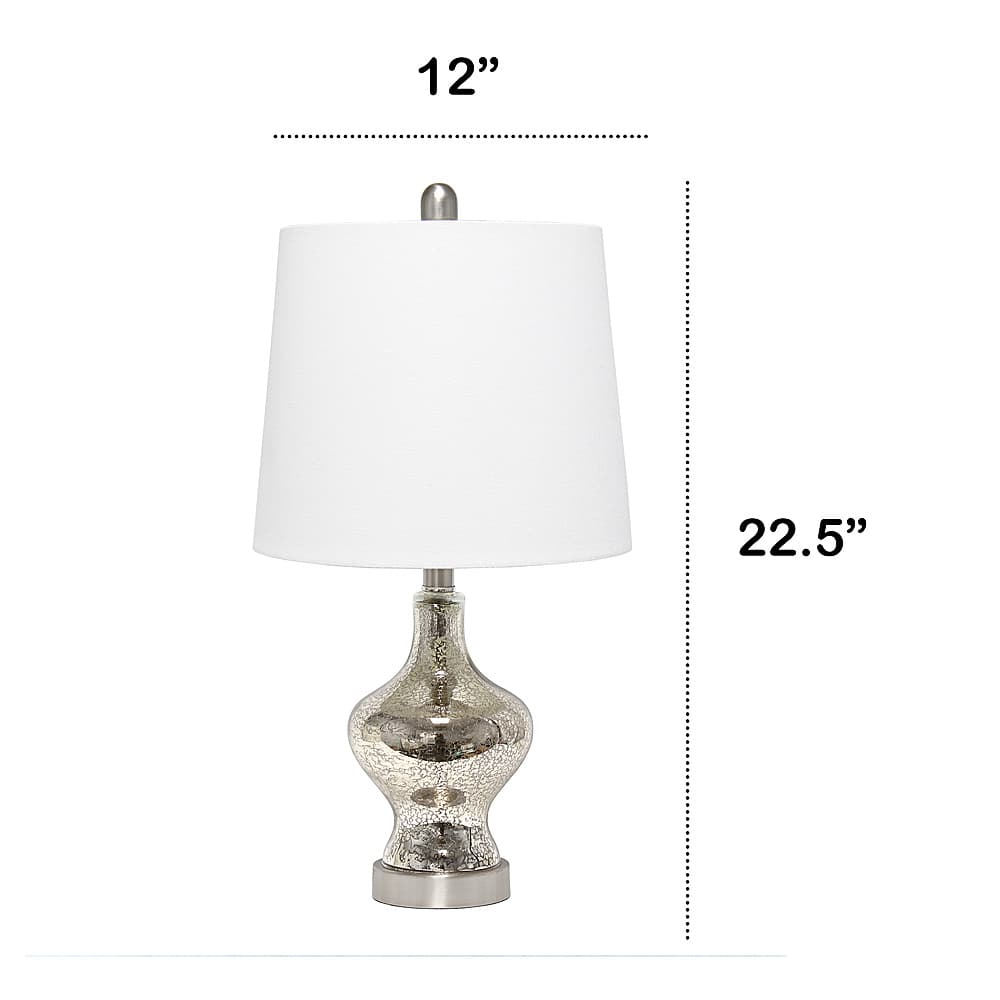 Left View: Lalia Home Paseo Table Lamp with White Fabric Shade, Mercury