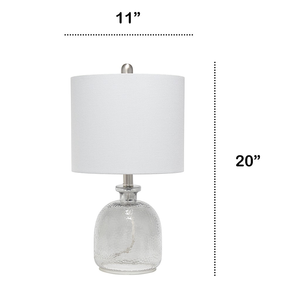 Left View: Lalia Home Smokey Gray Hammered Glass Jar Table Lamp with Gray Linen Shade