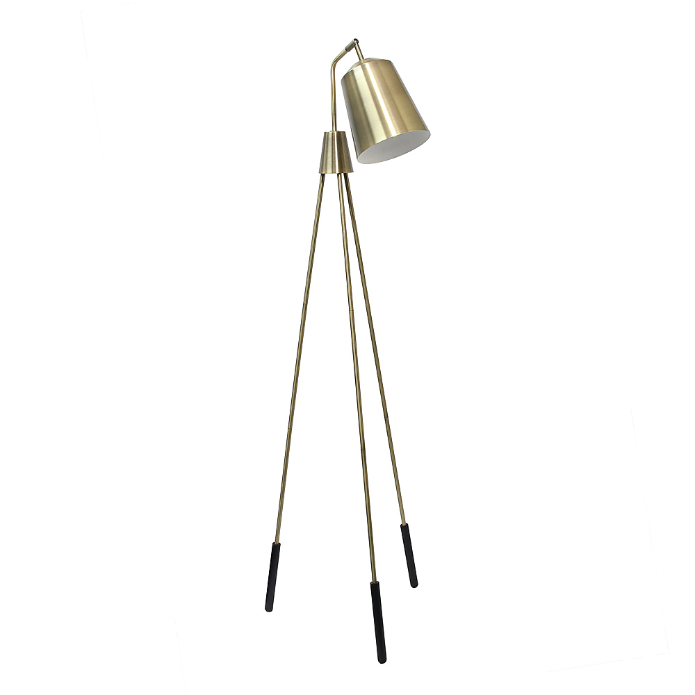 Angle View: Lalia Home Industrial 1 Light Tripod Floor Lamp with Interior White Spotlight, Antique Brass