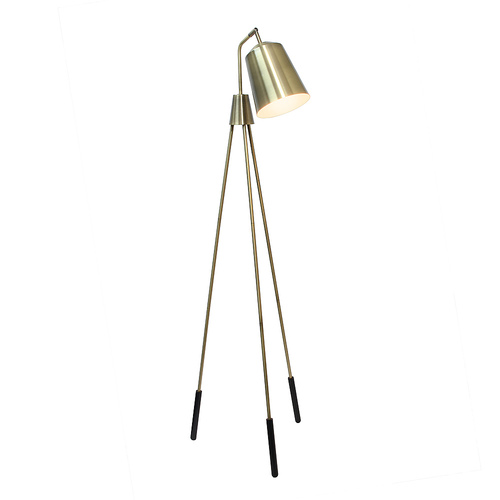 Lalia Home Industrial 1 Light Tripod Floor Lamp with Interior White Spotlight, Antique Brass