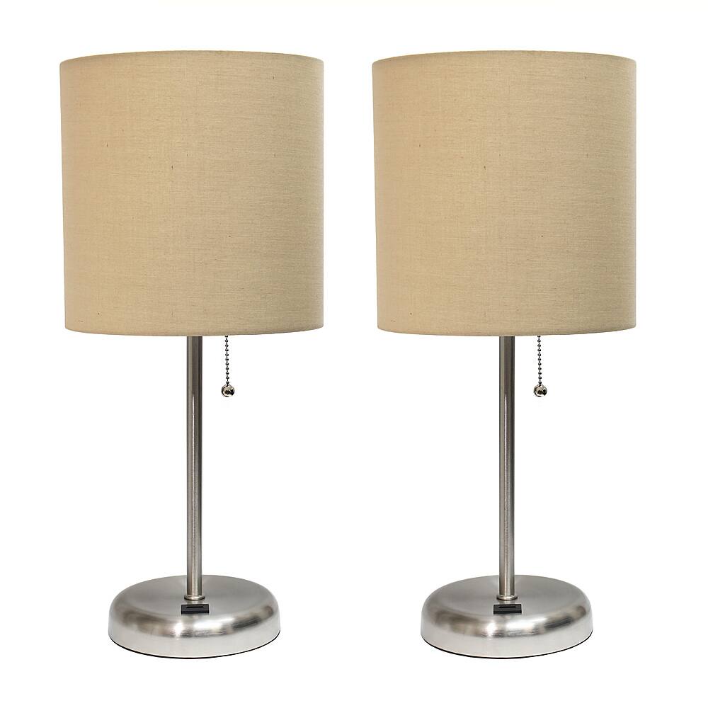 Angle View: Limelights - Stick Lamp with USB charging port and Fabric Shade 2 Pack Set