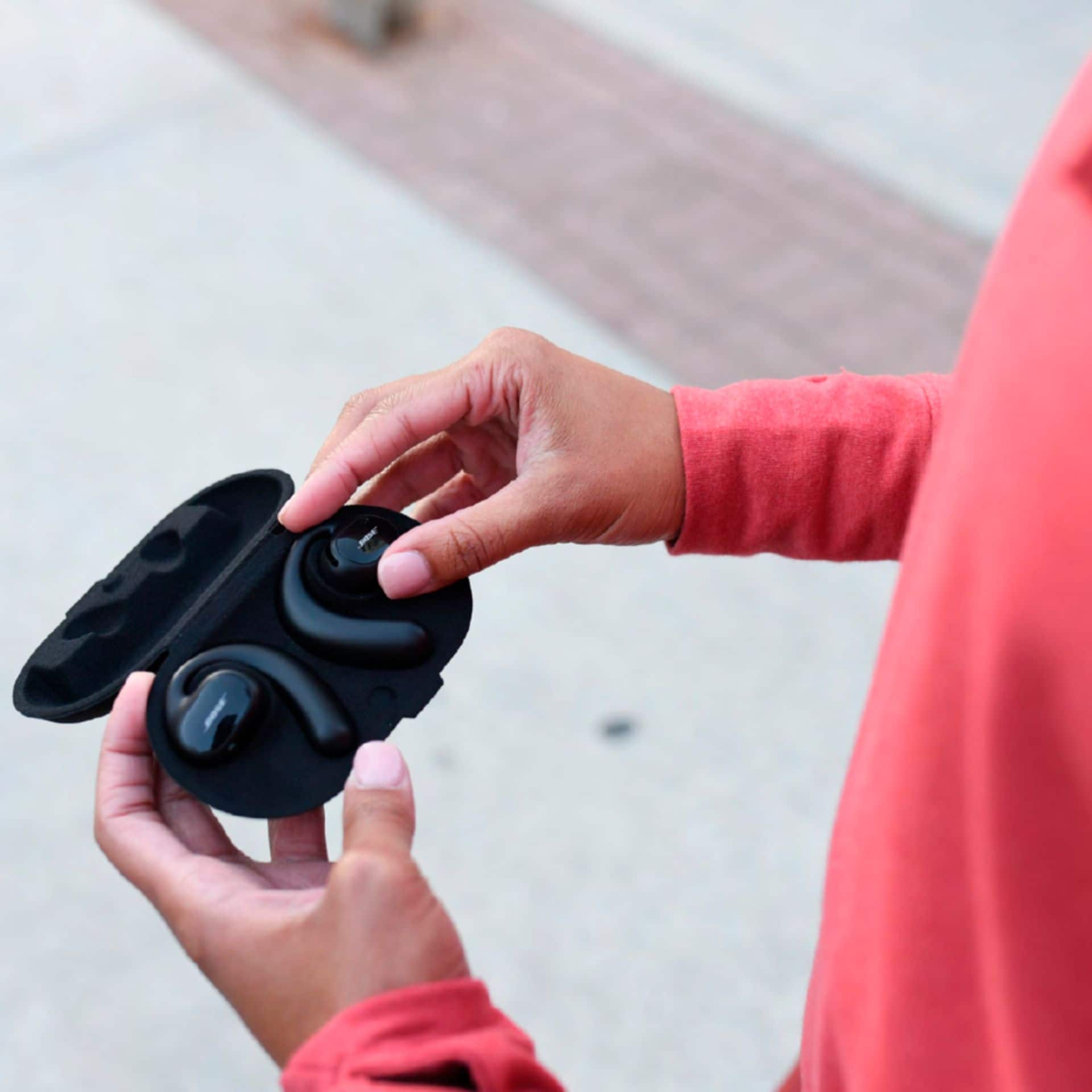 Alt View 16. Bose - Sport Open Earbuds True Wireless Open-Ear Headphones - Triple Black.