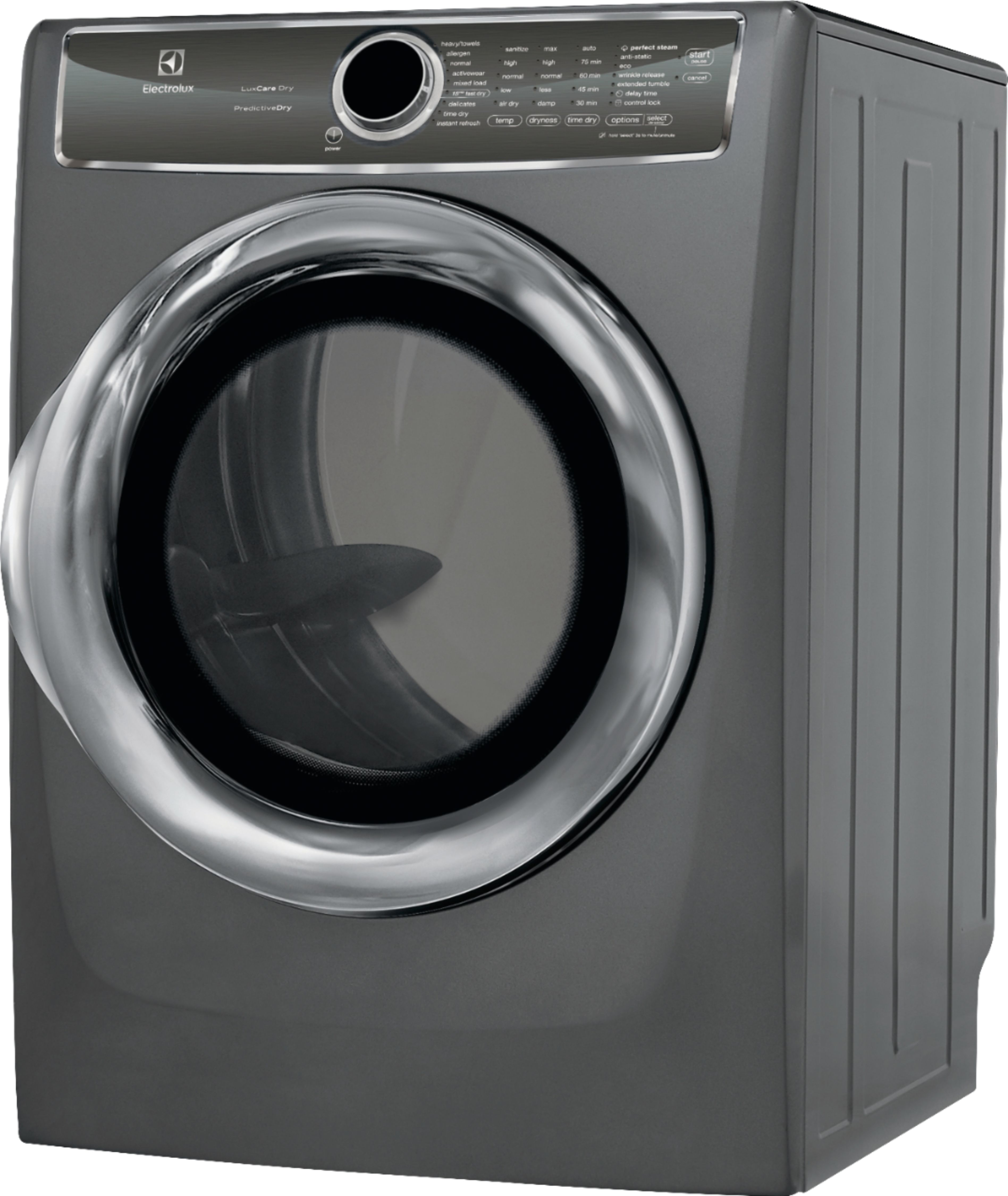 Left View: Electrolux - 8.0 Cu. Ft. 8-Cycle Front Load Gas Dryer with LuxCare® Dry System - White