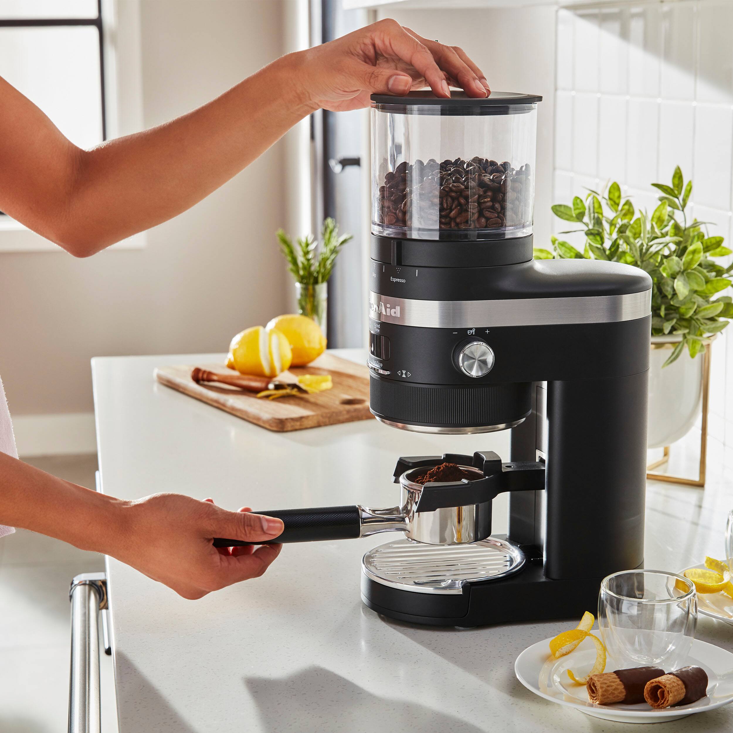 Left. KitchenAid - Burr Coffee Grinder - Matte Black.