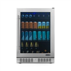 NewAir - 224-Can Built-In Beverage Cooler with Color Changing LED Lights and Seamless Stainless Steel Door - Stainless Steel - Front_Zoom