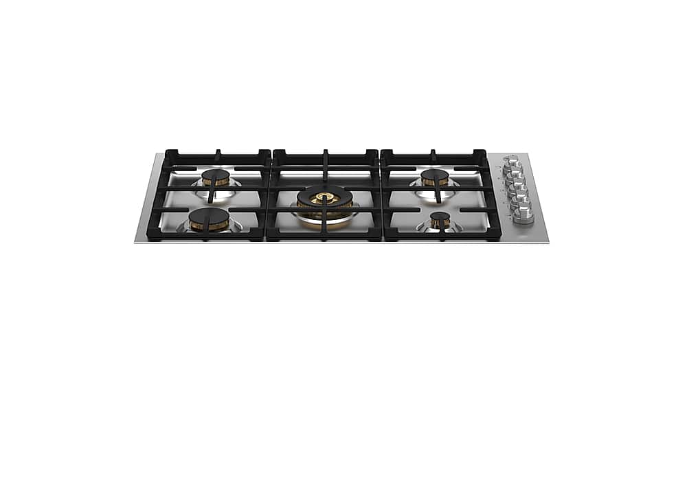 Front. Bertazzoni - 5 burner 36'' Drop in Gas Cooktop - Stainless Steel.
