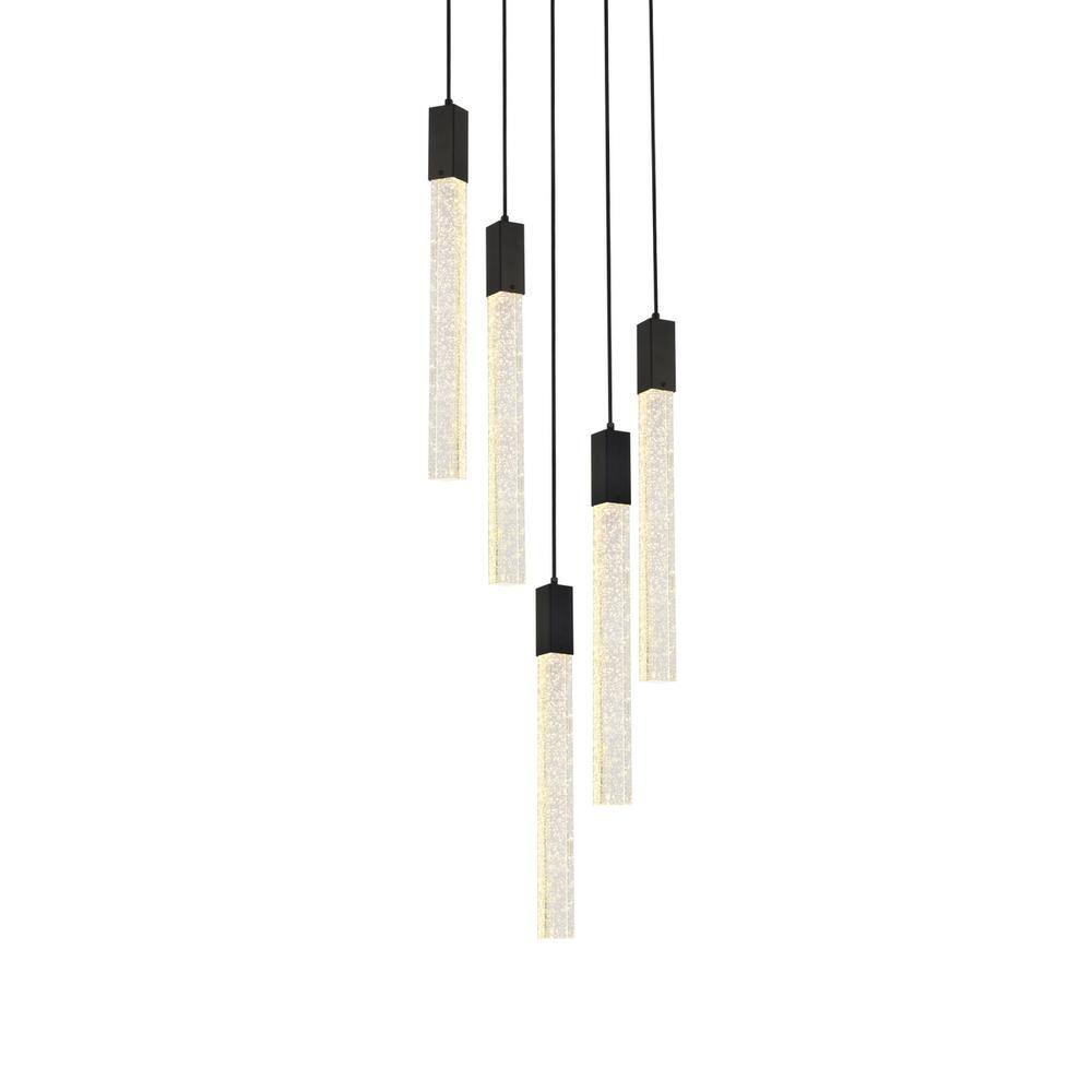 Alt View 4. Elegant Lighting - Weston 5 lights pendant in black - Black.