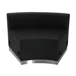 Emma + Oliver - Modular Reception Concave Chair with Brushed Stainless Steel Base - Black