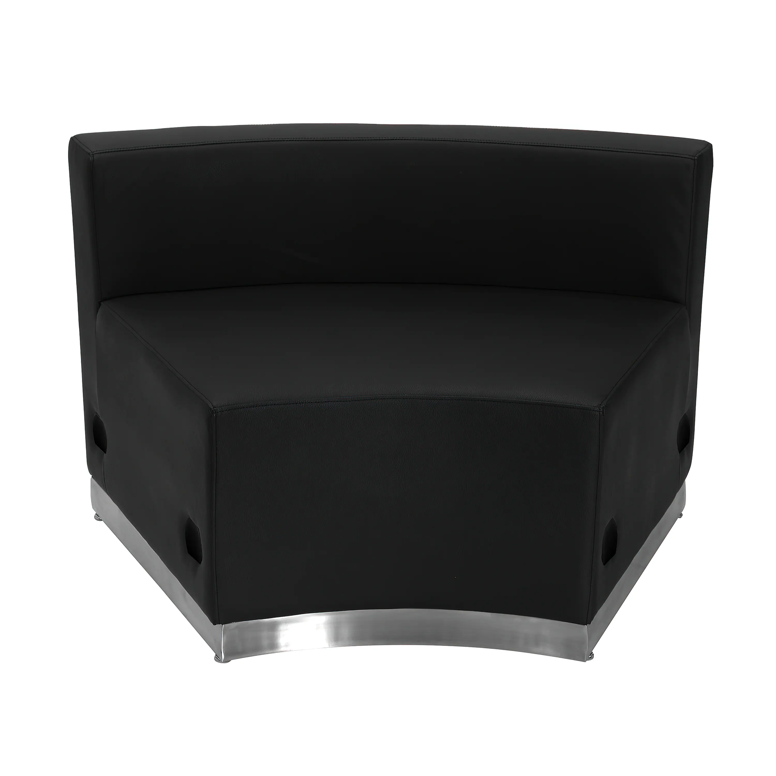Emma + Oliver - Modular Reception Concave Chair with Brushed Stainless Steel Base - Black