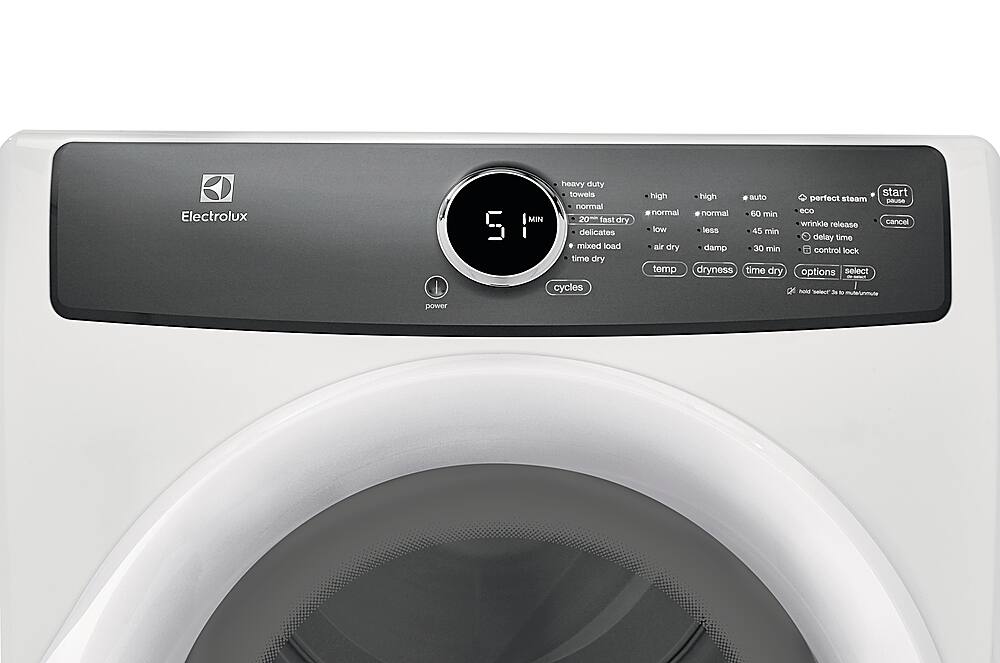 Alt View 6. Electrolux - 8.0 Cu. Ft. Stackable Front Load Gas Dryer with Steam - White.