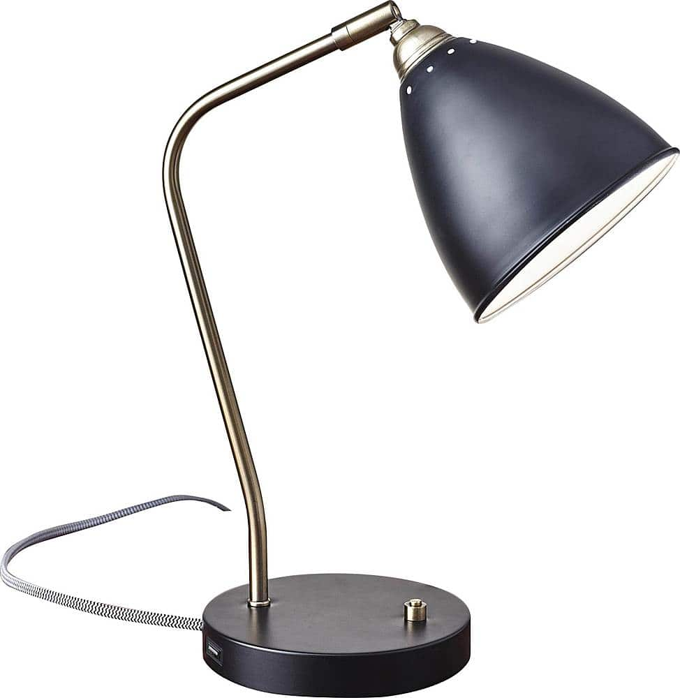 Angle View: Adesso - Chelsea Desk Lamp with USB Charging - Black