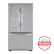 The image features a large, silver, double door refrigerator with a freezer on the bottom. It is a full-size refrigerator, and it is part of the LG TEU line, which is known for its reliability. The refrigerator is displayed in a white background, and it is accompanied by a logo that reads "America's Most Reliable Line of Appliances." This suggests that the refrigerator has been recognized for its dependability and quality.