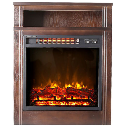 Lifesmart - 28 Inch Infrared Fireplace Heater - Brown
