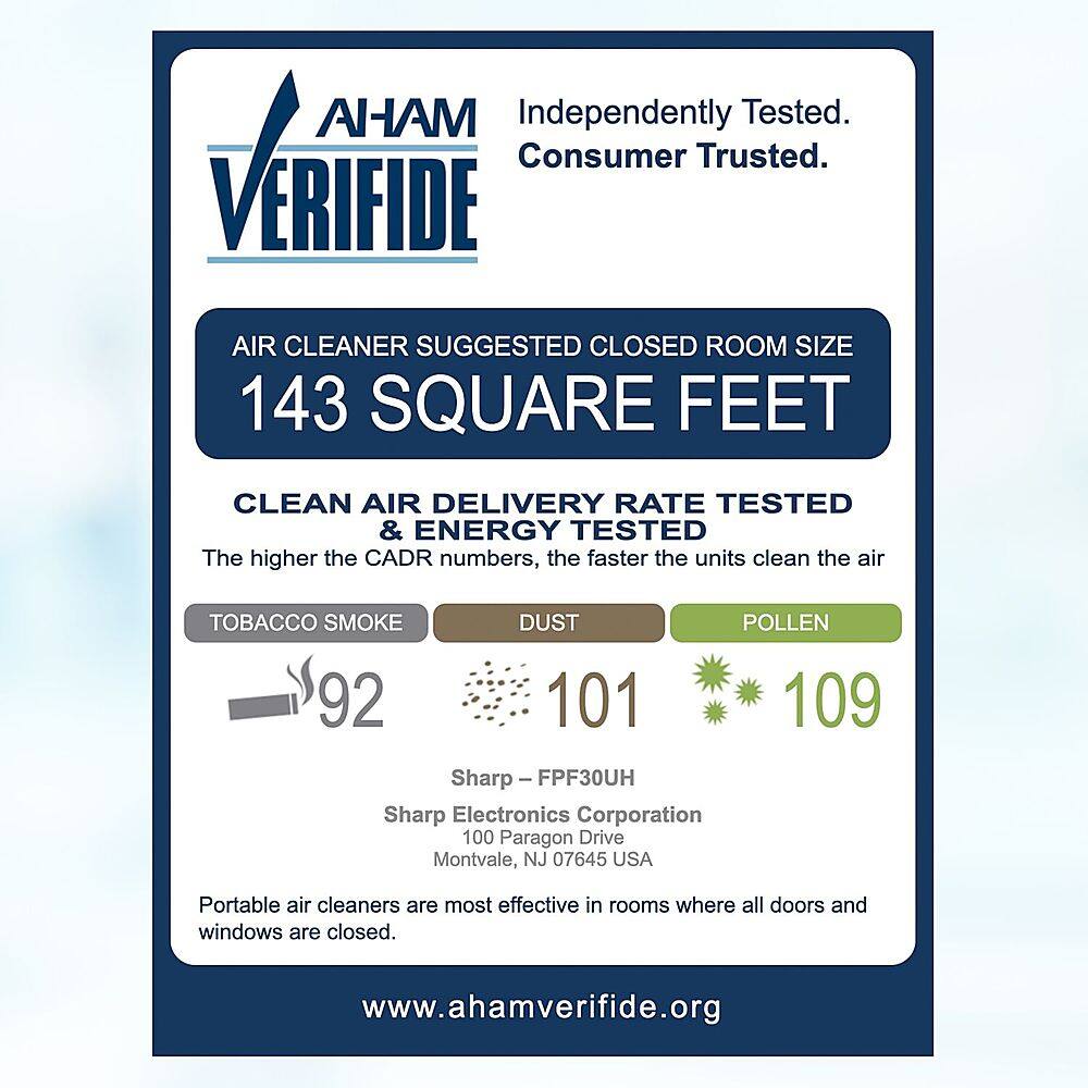 Alt View 11. Sharp - Air Purifier Recommended for Small-Sized Rooms, Home Office, or Small Bedroom. True HEPA Filter - White.