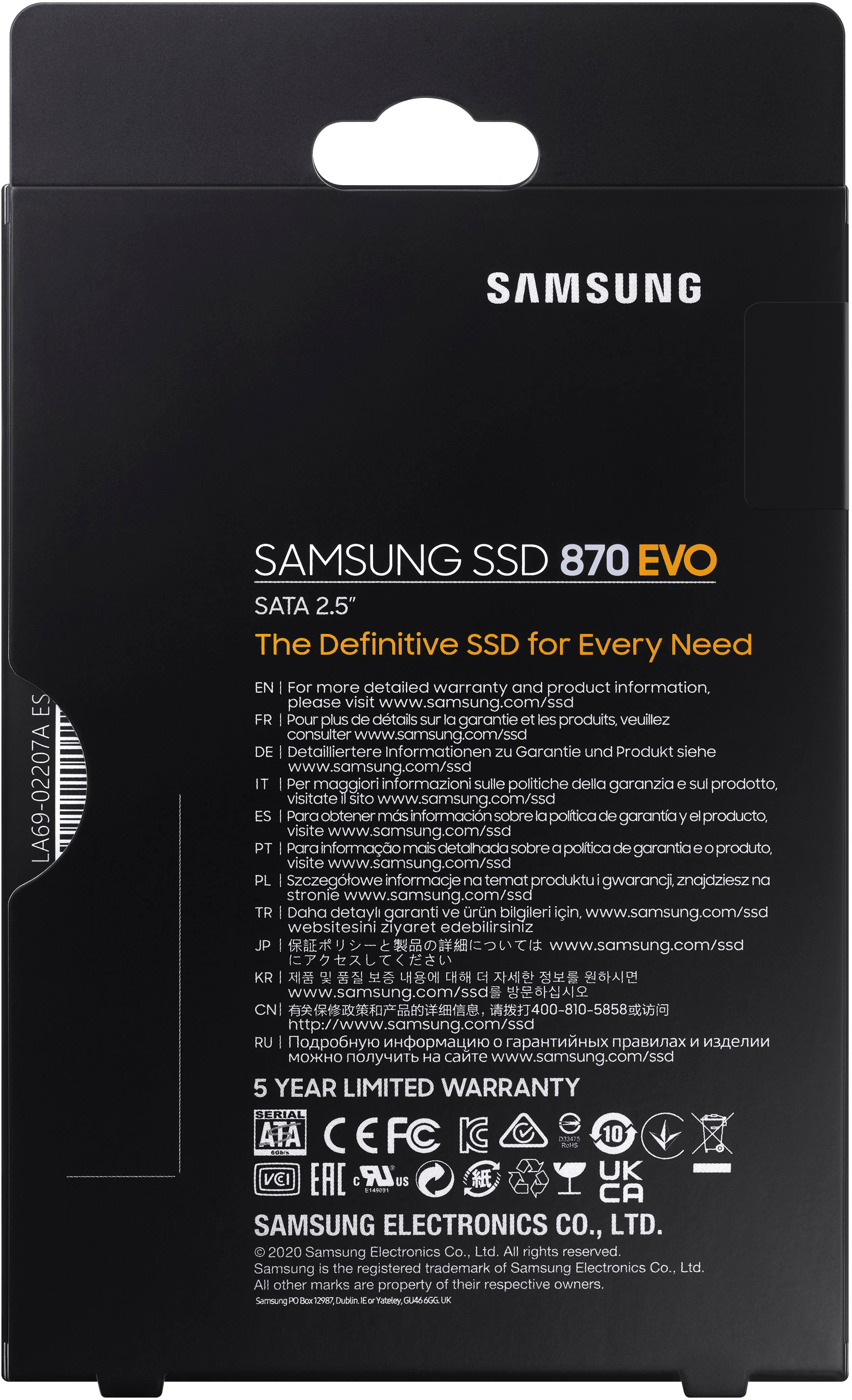 Samsung 870 Evo Internal Solid State Drive, 1TB, SATA III, MZ-77E1T0B/