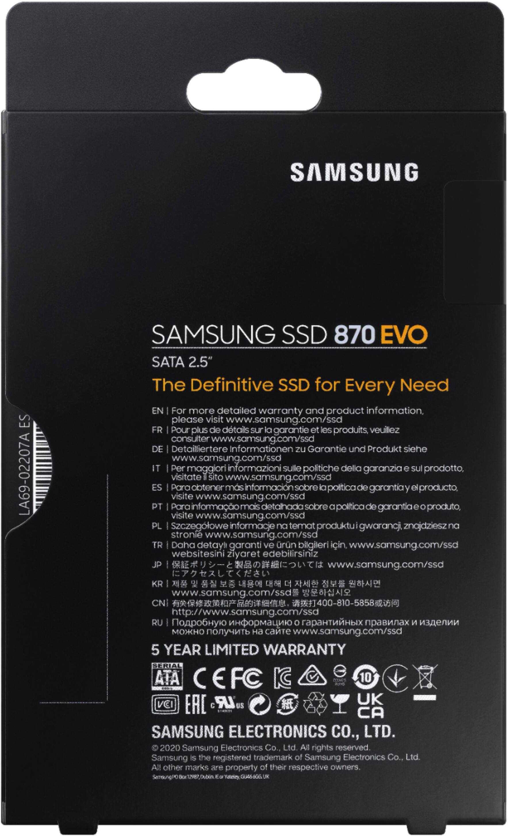 Alt View 19. Samsung - 870 EVO  250GB Internal SSD SATA - Black.