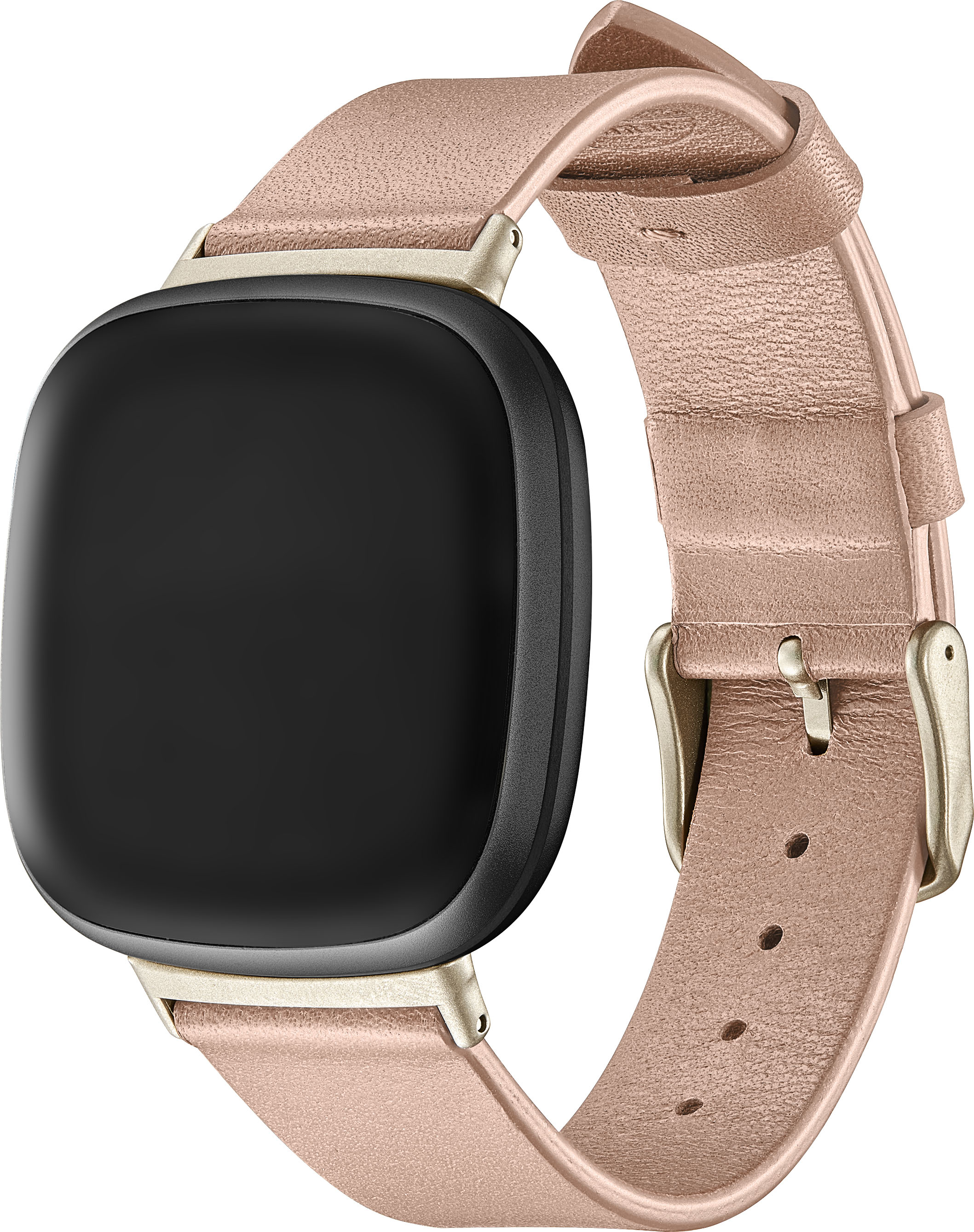Left View: Platinum™ - Horween Leather Watch Band for Fitbit Versa 3 and Fitbit Sense - Copper