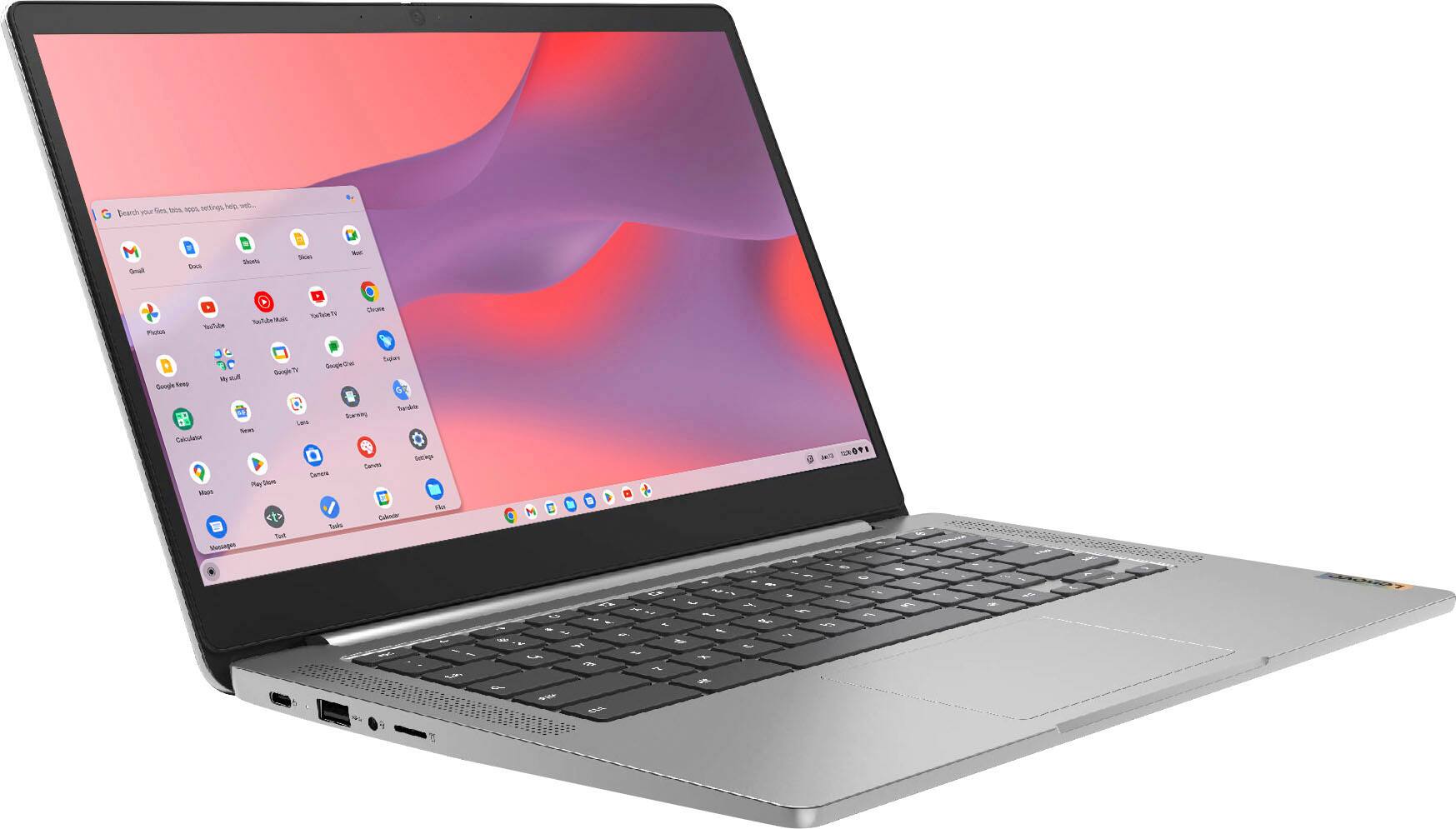 Angle. Lenovo - Chromebook 3 14" Touch Laptop - Mediatek MT8183 - 4GB Memory - 64GB eMMC - Arctic Grey.