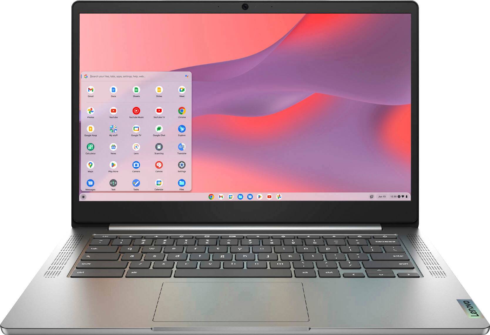 Front. Lenovo - Chromebook 3 14" Touch Laptop - Mediatek MT8183 - 4GB Memory - 64GB eMMC - Arctic Grey.