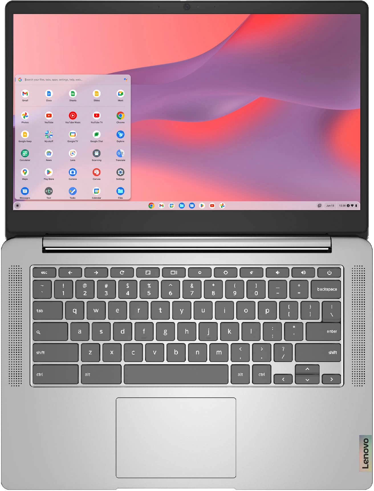 Alt View 4. Lenovo - Chromebook 3 14" Touch Laptop - Mediatek MT8183 - 4GB Memory - 64GB eMMC - Arctic Grey.