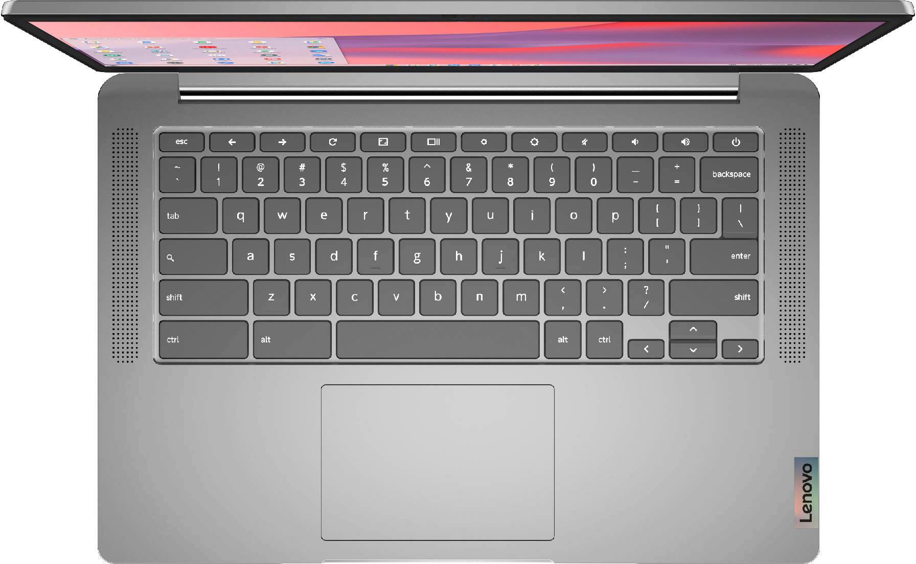 Alt View 7. Lenovo - Chromebook 3 14" Touch Laptop - Mediatek MT8183 - 4GB Memory - 64GB eMMC - Arctic Grey.