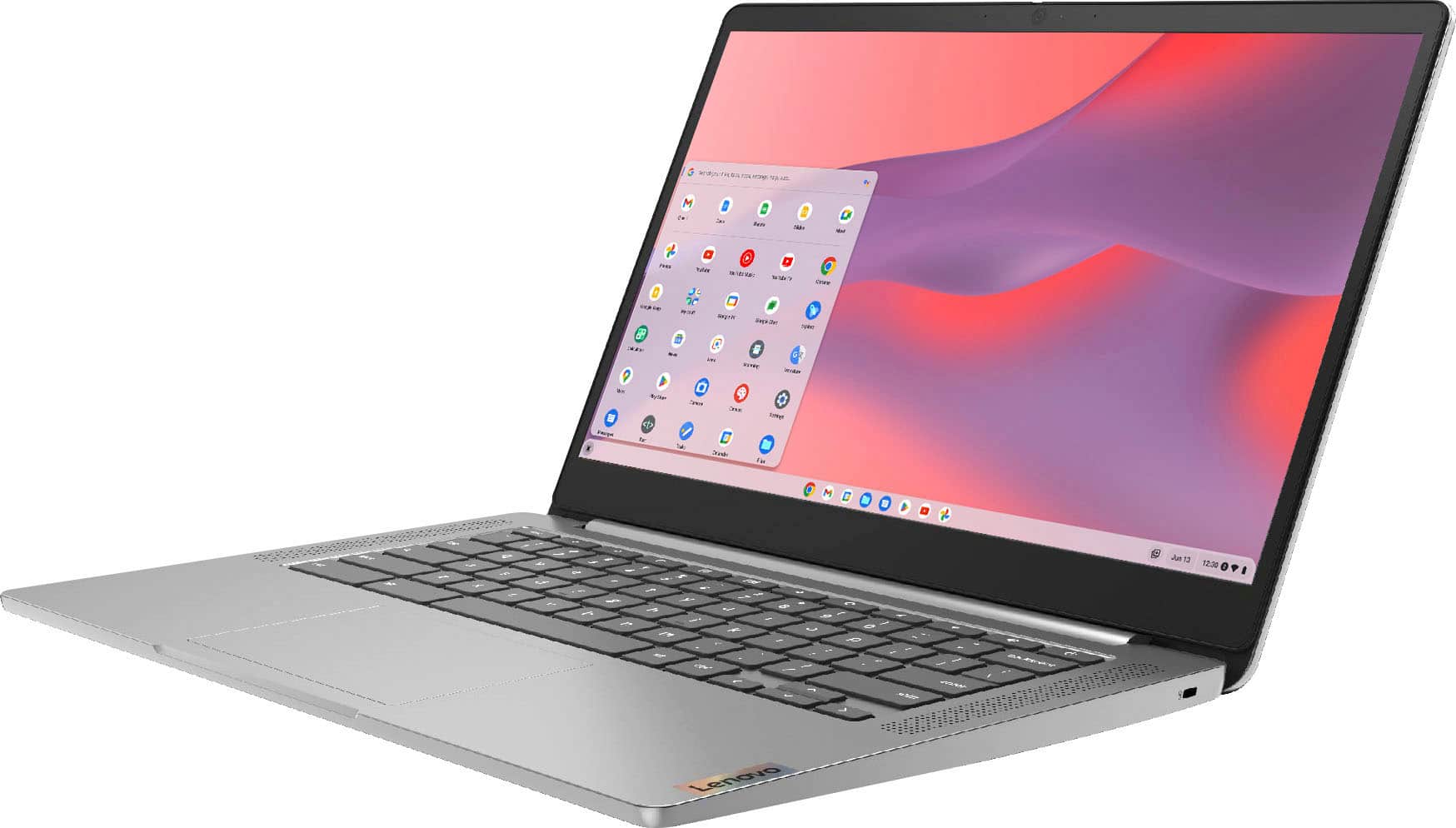 Left. Lenovo - Chromebook 3 14" Touch Laptop - Mediatek MT8183 - 4GB Memory - 64GB eMMC - Arctic Grey.