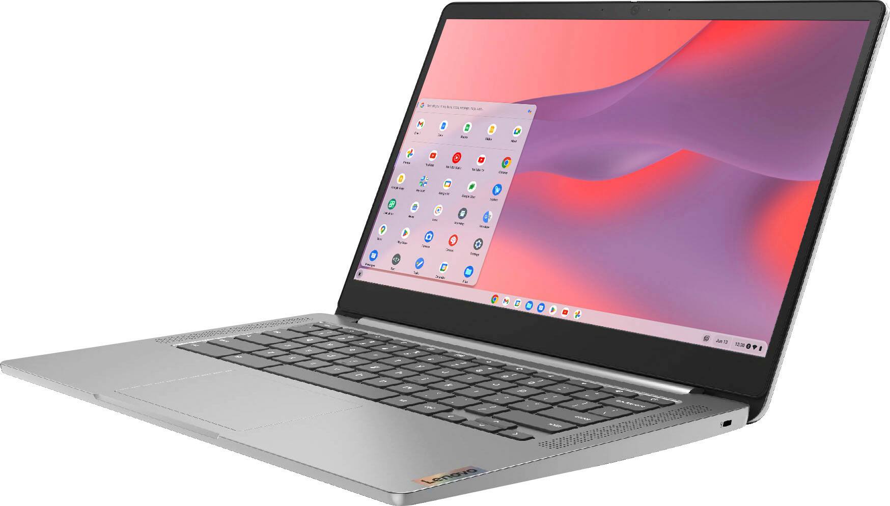 Left. Lenovo - Chromebook 3 14" Touch Laptop - Mediatek MT8183 - 4GB Memory - 64GB eMMC - Arctic Grey.