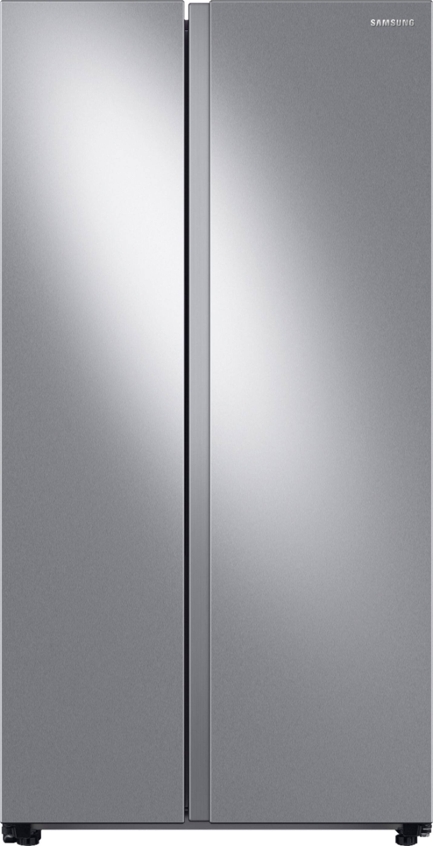 Front. Samsung - 23 cu. ft. Side-by-Side Counter Depth Smart Refrigerator with All-Around Cooling - Stainless Steel.