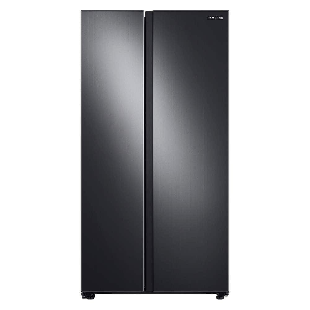 Front. Samsung - 23 cu. ft. Side-by-Side Counter Depth Smart Refrigerator with All-Around Cooling - Black Stainless Steel.