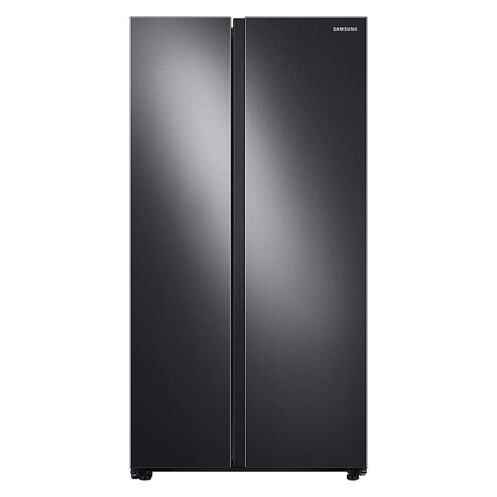 Front. Samsung - 28 cu. ft. Side-by-Side Smart Refrigerator with Large Capacity - Black Stainless Steel.