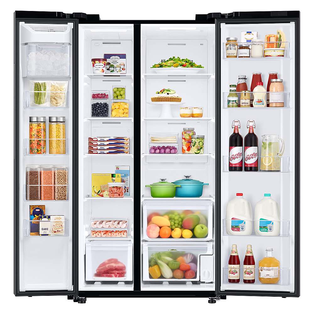 Alt View 12. Samsung - 28 cu. ft. Side-by-Side Smart Refrigerator with Large Capacity - Black Stainless Steel.