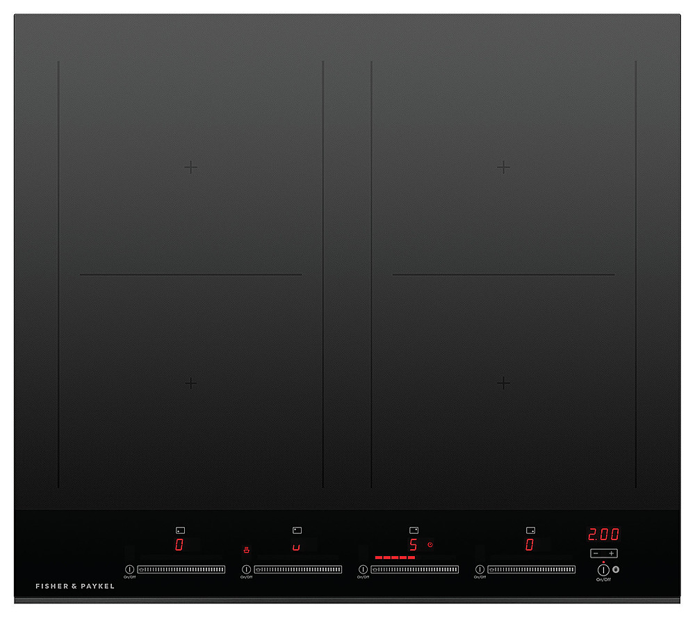 Fisher & Paykel - 24 in. Wide 4 Element 24 Inch 4 Zone Induction Cooktop with SmartZone - Black