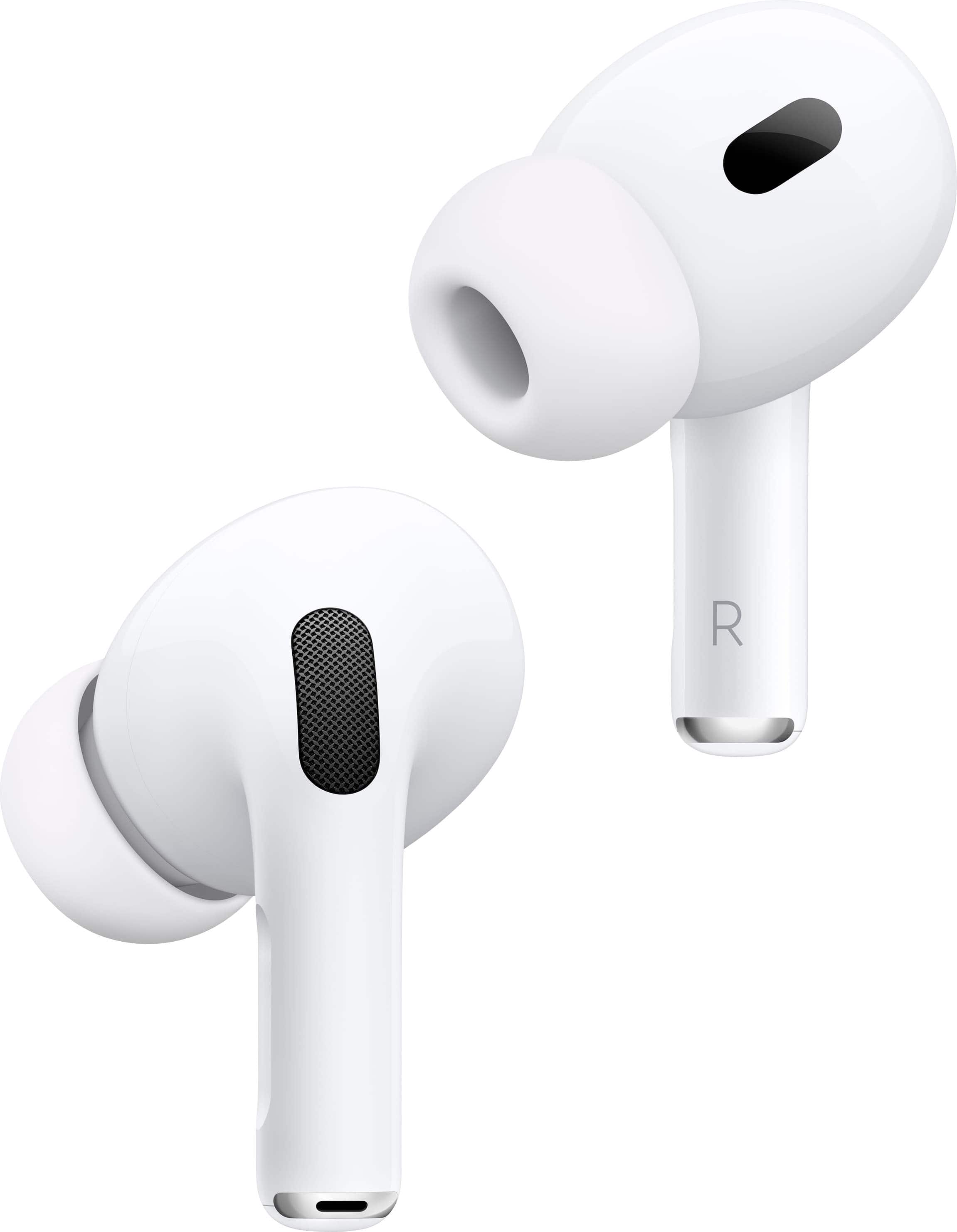 Apple - AirPods Pro 2, Wireless Active Noise Cancelling Earbuds with Hearing Aid Feature - White - Front_Zoom