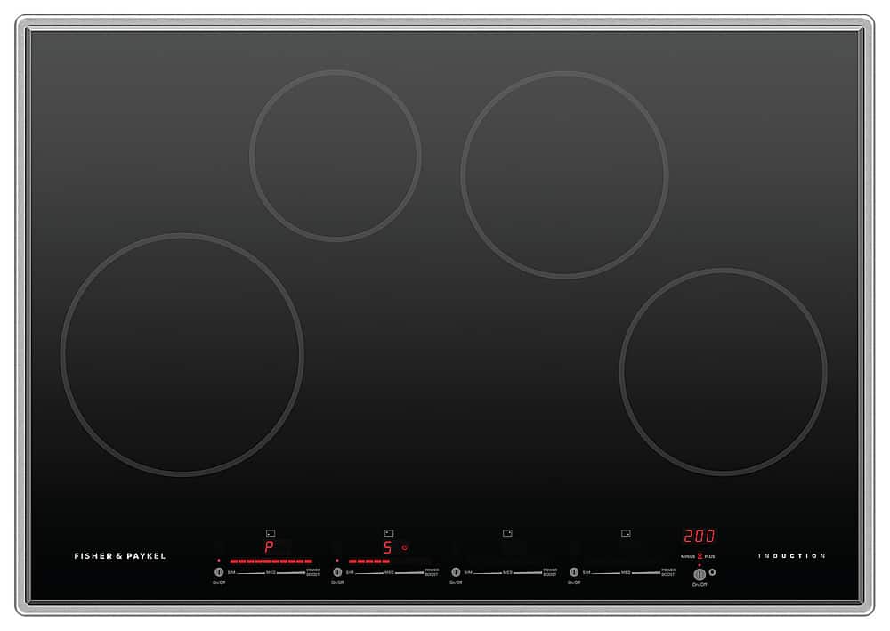 Front. Fisher & Paykel - 30 Inch 4 Zone Induction Cooktop - Black.