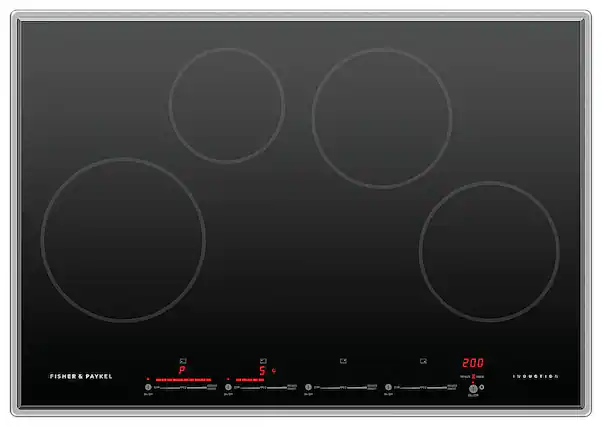 Front. Fisher & Paykel - 30 Inch 4 Zone Induction Cooktop - Black.