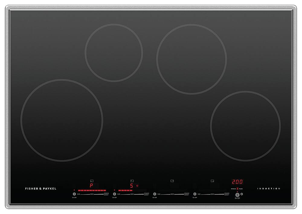 Front. Fisher & Paykel - 30 Inch 4 Zone Induction Cooktop - Black.