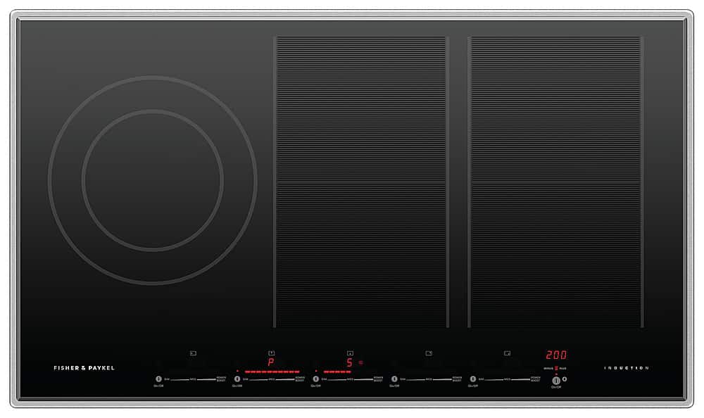 Fisher & Paykel - 36 Inch 5 Zone Induction Cooktop with SmartZone - Black - Front_Zoom